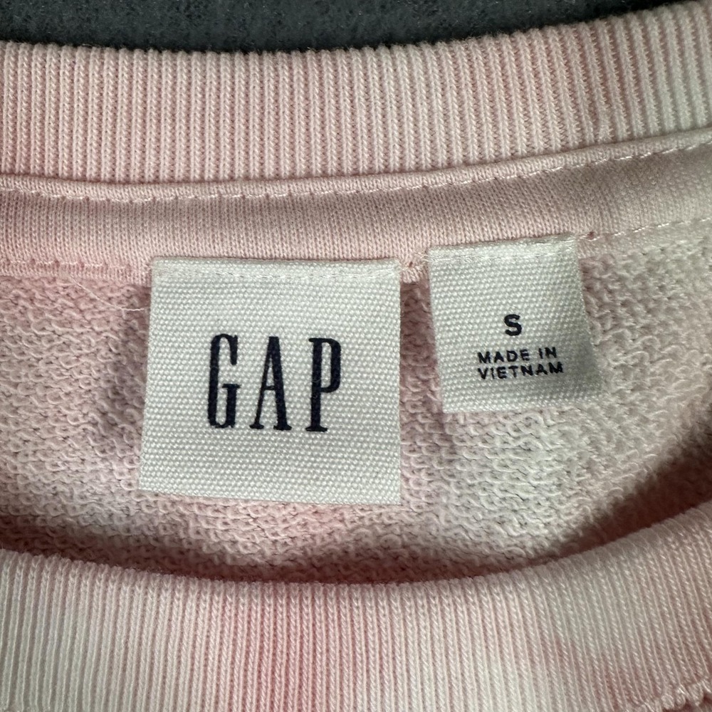 Gap Shirt Womens Small Pink Tie Dye Terry Raglan Short Sleeve GAP Logo Hibiscus - Picture 4 of 14